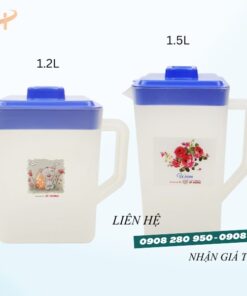 Ca đựng nước vuông nhựa dày có quai giá sỉ rẻ tại HCM 8 ca da vuong trong nap duong 1.2 1.5l