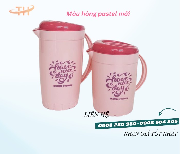Ca đá tròn bông nhựa dày nhiều dung tích giá sỉ rẻ toàn quốc 3 ca tron bong pastel hong