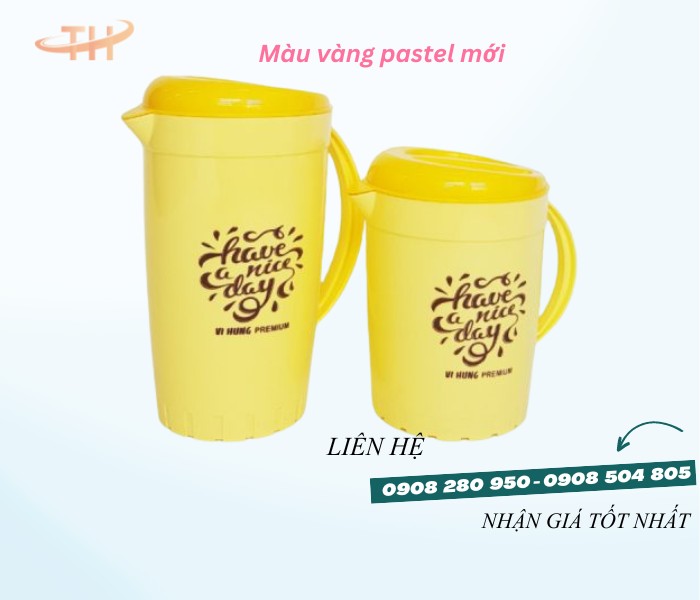 Ca đá tròn bông nhựa dày nhiều dung tích giá sỉ rẻ toàn quốc 5 ca tron bong pastel vang