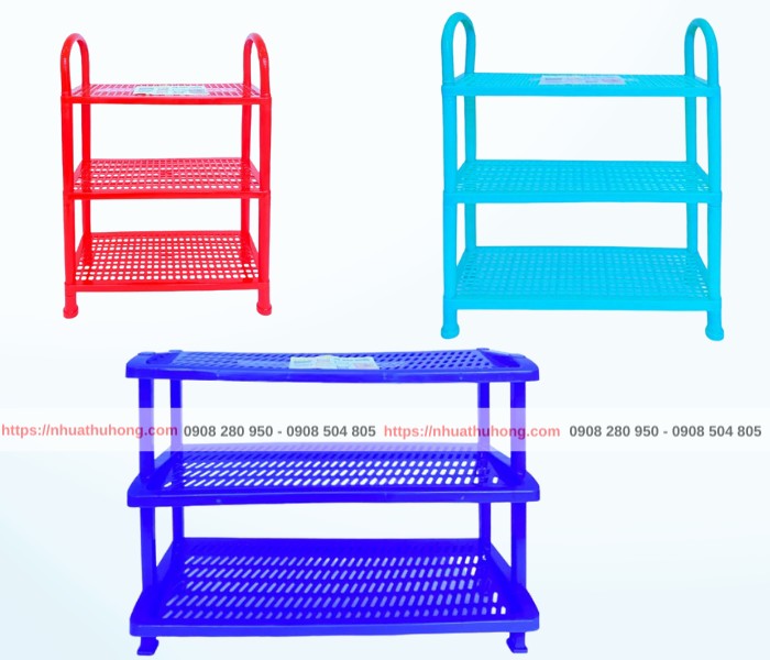 Kệ nhựa để giày dép 3 tầng kích thước nhỏ, trung, đại 1 ke de giay dep 3 tang nho trung dai