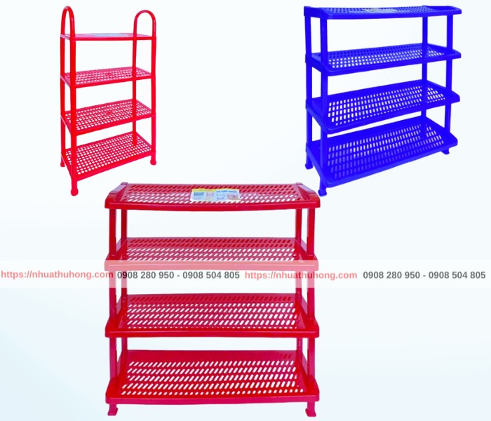 Kệ nhựa để giày dép 4 tầng kích thước nhỏ, trung, đại 1 ke de giay dep 4 tang nho trung dai
