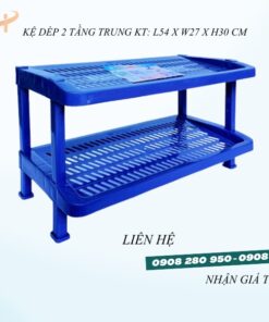 Kệ nhựa để giày dép 2 tầng kích thước nhỏ, trung, đại 18 ke giay dep 2 tang trung xanh dam