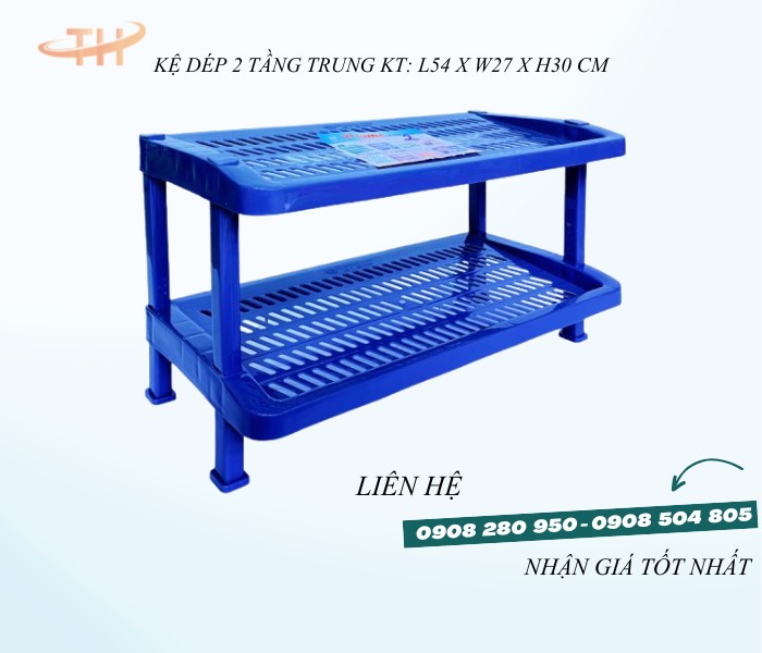 Kệ nhựa để giày dép 2 tầng kích thước nhỏ, trung, đại 9 ke giay dep 2 tang trung xanh dam