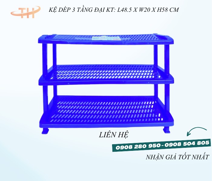 Kệ nhựa để giày dép 3 tầng kích thước nhỏ, trung, đại 2 ke giay dep 3 tang dai duong