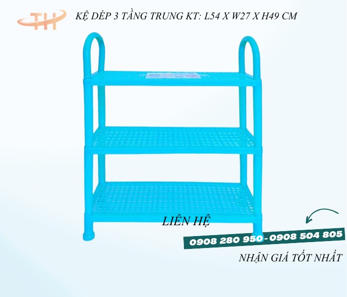 Kệ nhựa để giày dép 3 tầng kích thước nhỏ, trung, đại 4 ke giay dep 3 tang trung la