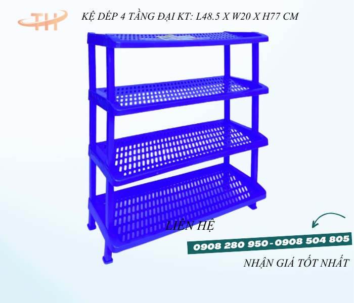 Kệ nhựa để giày dép 4 tầng kích thước nhỏ, trung, đại 3 ke giay dep 4 tang dai duong