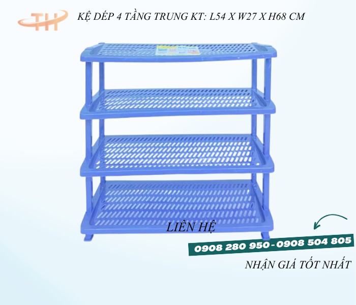 Kệ nhựa để giày dép 4 tầng kích thước nhỏ, trung, đại 4 ke giay dep 4 tang duong nhat