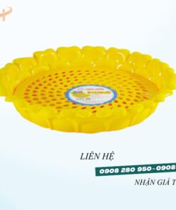 Khay úp ly tròn nhiều size giá sỉ rẻ, nhựa bền đẹp 5 khay up ly tron canh sen vang