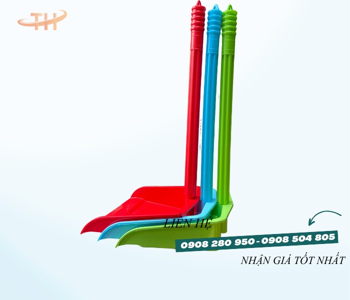 Ki hốt rác vuông cán dài cho gia đình & văn phòng – Gọn nhẹ, chắc chắn 4 ki hot rac can dai re