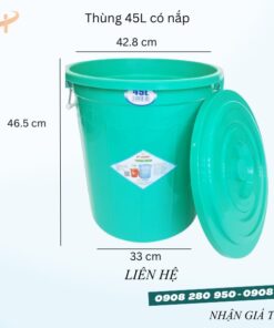 Chuyên sỉ thùng nhựa 45l có nắp, có quai giá xưởng 10 thung 45l la