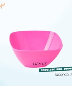 Tô nhựa vuông màu trơn giá rẻ – dùng gia đình, nhà hàng, quán ăn 8 to vuong hong
