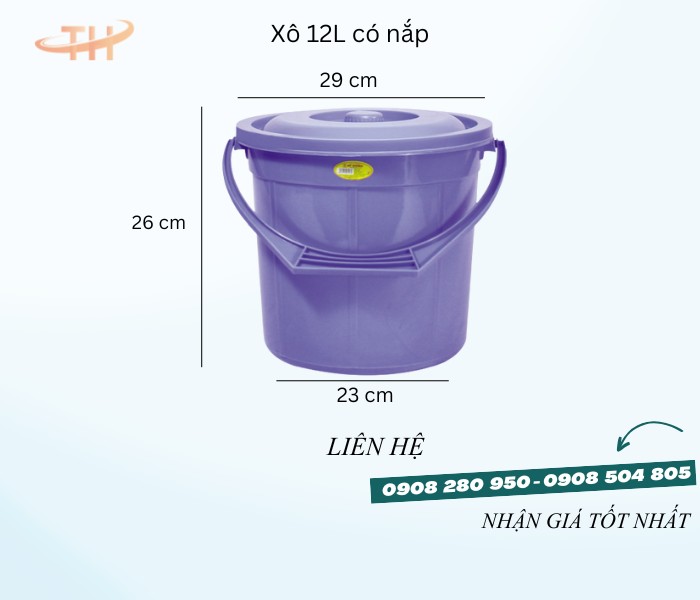 Xô nhựa có nắp 10l, 12l, 14l giá ưu đãi – nhựa dày, đa năng 3 xo nhua 12l