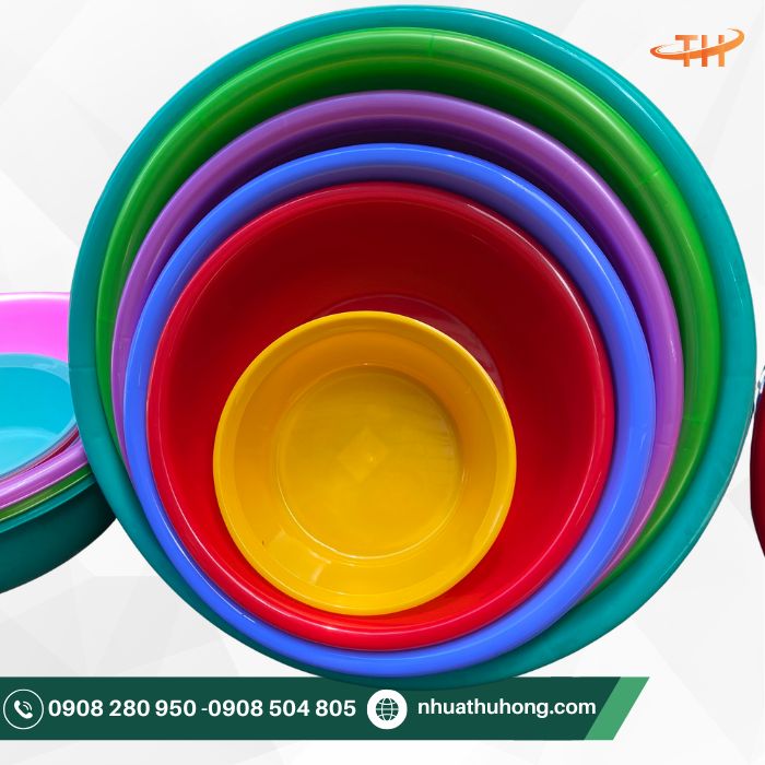 Bán sỉ thau nhựa tròn đủ kích thước giá rẻ tại TpHCM 2 Thau nhựa tròn đa dạng màu sắc