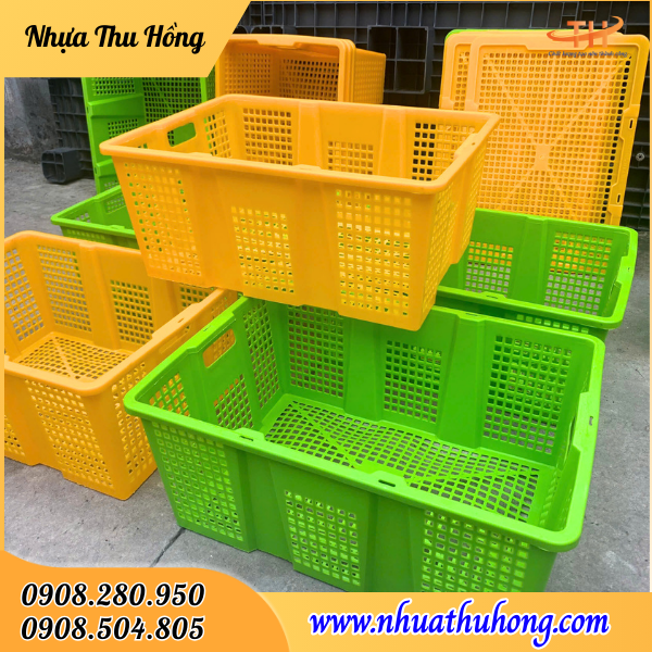 Sọt nhựa vuông công nghiệp giá rẻ nhiều màu bán sỉ tại HCM 3 sọt nhựa vuông nhiều màu