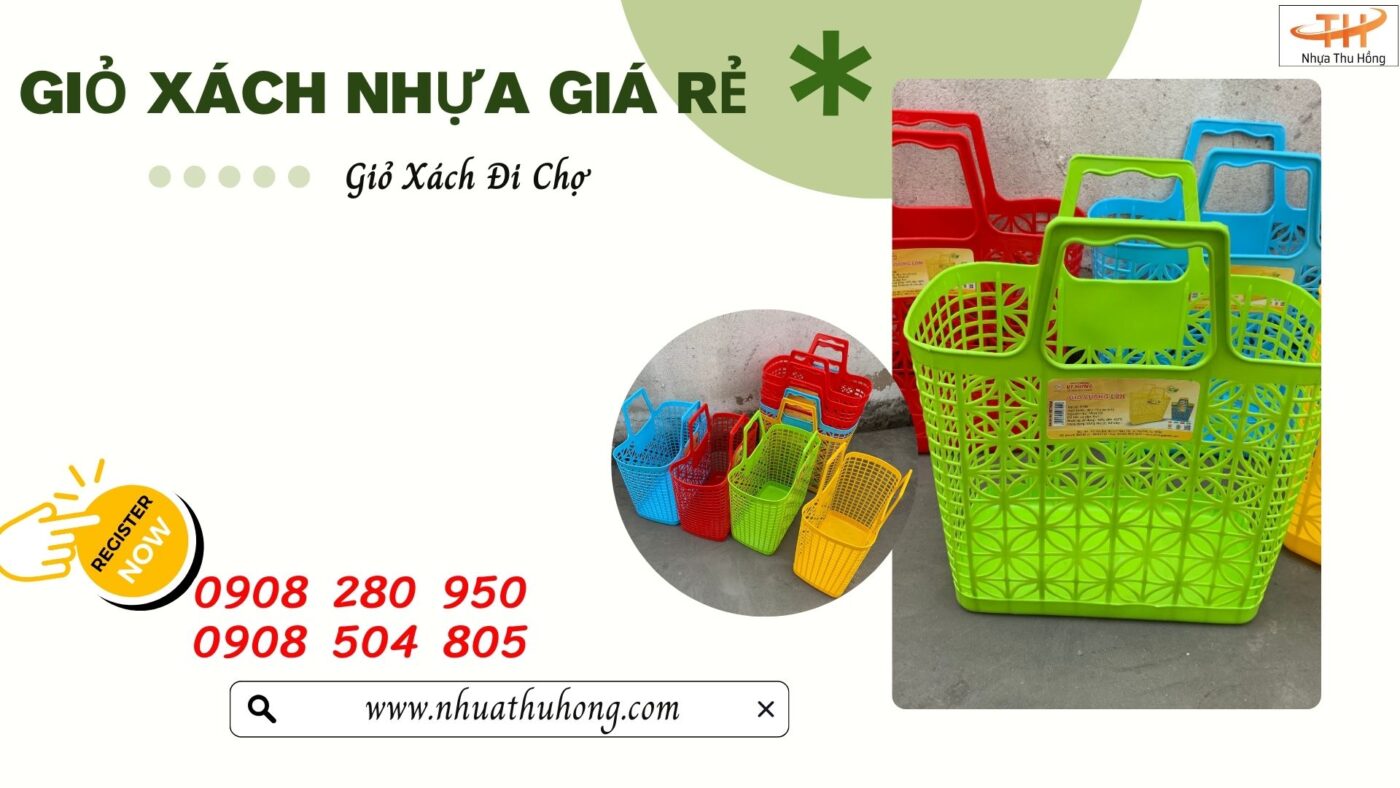 Giỏ xách nhựa giá sỉ rẻ tận xưởng bền đẹp tiện lợi nhiều màu 1 Giỏ nhựa đựng đồ gia dụng