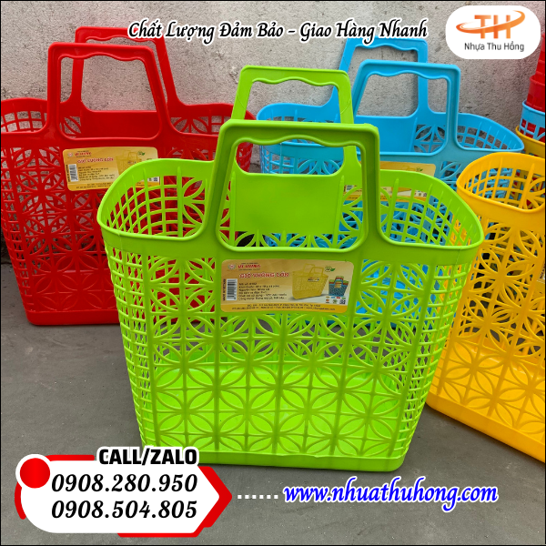 Giỏ xách nhựa giá sỉ rẻ tận xưởng bền đẹp tiện lợi nhiều màu 2 gio xach di cho gia re