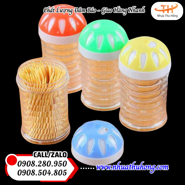 Cung cấp hũ nhựa đựng tăm giá sỉ rẻ chất lượng cao 2 Hũ đựng tăm nắp xoay