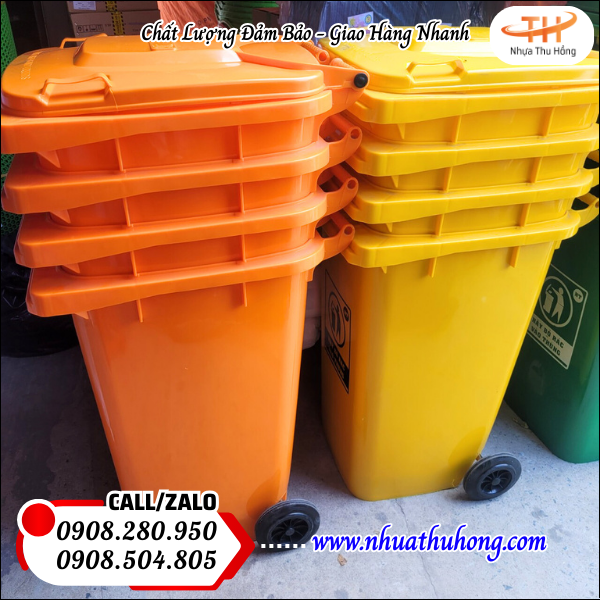 Mua sỉ thùng rác nhựa 240 lít giá rẻ có bánh xe chiết khấu cao 3 thung rac nhua 240 lit