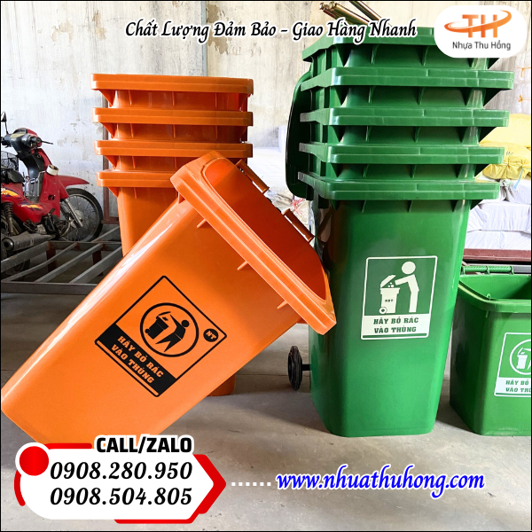 Mua sỉ thùng rác nhựa 240 lít giá rẻ có bánh xe chiết khấu cao 2 thung rac nhua cong nghiep gia re