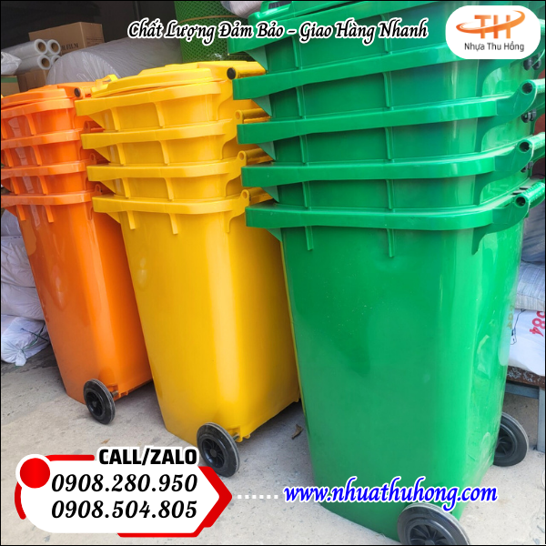 Mua sỉ thùng rác nhựa 240 lít giá rẻ có bánh xe chiết khấu cao 4 thung rac nhua nhieu mau