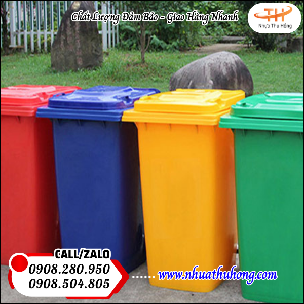 Sỉ lẻ thùng rác nhựa giá rẻ 240 lít bền chắc giá gốc tận xưởng 4 thùng rác nhựa phân loại rác