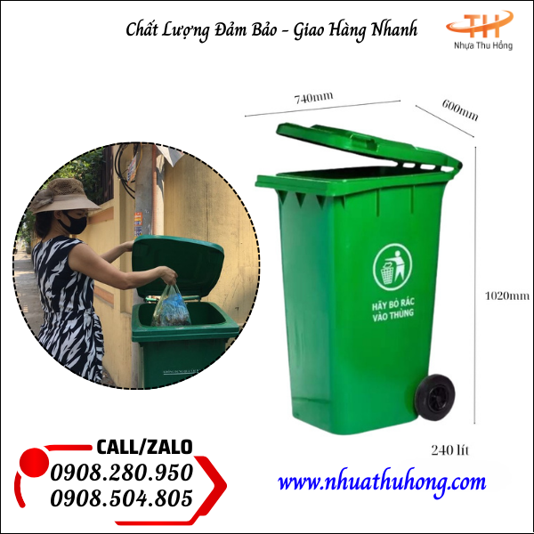 Sỉ lẻ thùng rác nhựa giá rẻ 240 lít bền chắc giá gốc tận xưởng 3 thùng rác nhựa chịu lực tốt