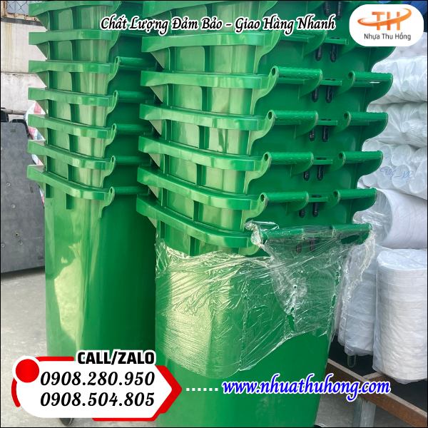 Sỉ lẻ thùng rác nhựa giá rẻ 240 lít bền chắc giá gốc tận xưởng 2 thùng rác vệ sinh môi trường