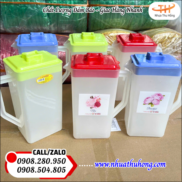 Ca nhựa vuông đựng nước giá sỉ rẻ nhựa dày có quai toàn quốc 2 Ca nhựa dùng trong gia đình