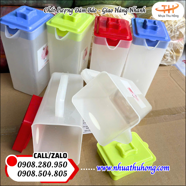 Ca nhựa vuông đựng nước giá sỉ rẻ nhựa dày có quai toàn quốc 3 Ca nhựa an toàn thực phẩm