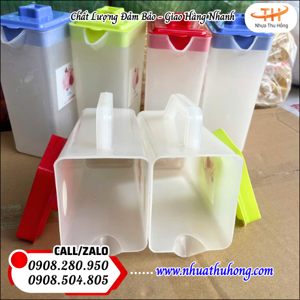 Ca nhựa vuông đựng nước giá sỉ rẻ nhựa dày có quai toàn quốc 4 Ca nhựa có quai chắc chắn