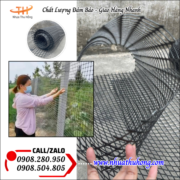 Chuyên sỉ lưới rào ô vuông nhựa đen giá tốt hàng dày, dẻo, bền 3 Lưới Nhựa Ô Vuông PE/PVC – Nhẹ, Dẻo, Chống Tia UV, Chống Nắng Mưa