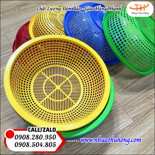 Mua sỉ rổ nhựa tròn đựng rau củ giá rẻ bền đẹp không bám bẩn 2 rổ nhựa gia dụng