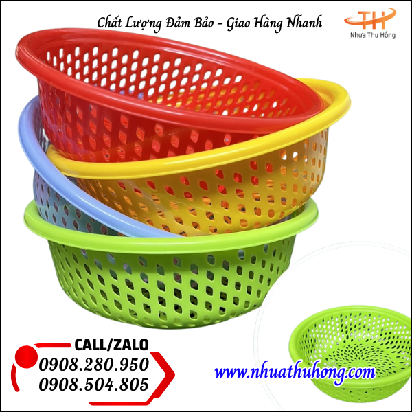 Mua sỉ rổ nhựa tròn đựng rau củ giá rẻ bền đẹp không bám bẩn 3 rổ nhựa đẹp, an toàn