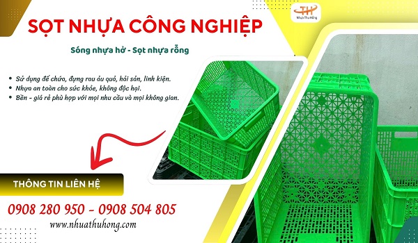 Sọt nhựa rỗng công nghiệp chất lượng giá sỉ ưu đãi bền đẹp 1 song ho