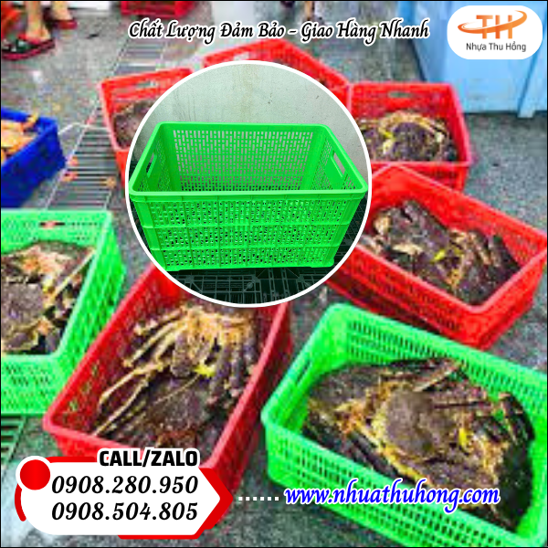 Sọt nhựa rỗng công nghiệp chất lượng giá sỉ ưu đãi bền đẹp 4 sóng nhựa hải sản