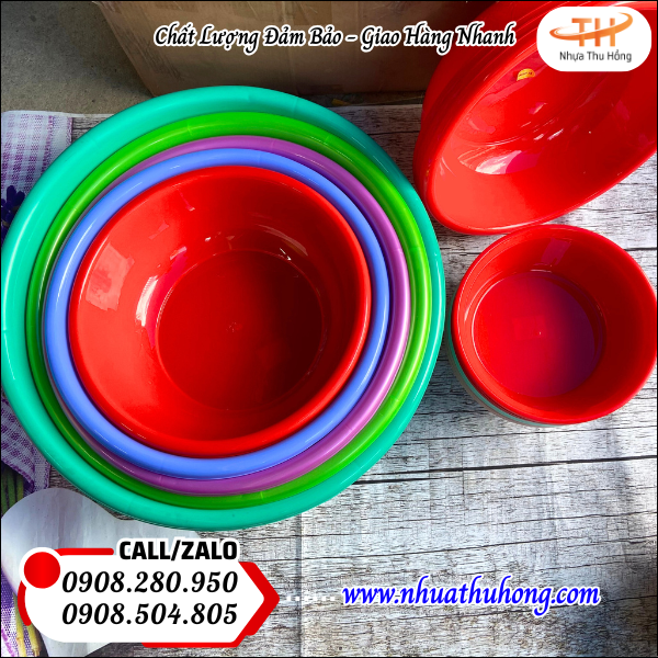 Thau nhựa tròn nhiều màu giá rẻ mua càng nhiều giá càng tốt 2 thau nhựa dễ bán, dễ trưng bày