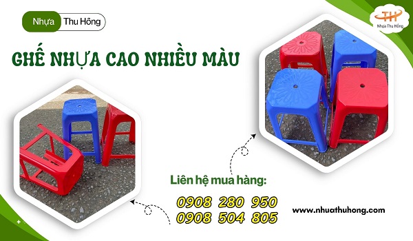 Bán sỉ ghế nhựa vuông cao không tựa giá tốt tại Tp.HCM 1 ghế nhựa vuông cao không lưng