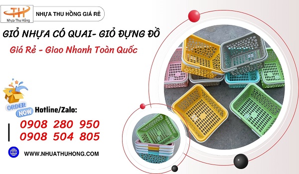 Giỏ nhựa quai vuông giá rẻ giao tận nơi – nhiều màu – đủ kích cỡ 1 gio nhua co quai