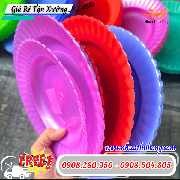 Sỉ lẻ dĩa nhựa tròn nhiều màu mẫu đẹp, dày dặn, giá ưu đãi 2 dĩa nhựa an toàn, dễ vệ sinh