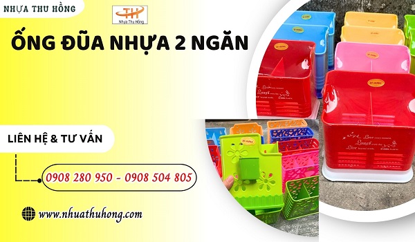 Ống đũa nhựa 2 ngăn giá sỉ rẻ tiện dụng, dễ vệ sinh tại HCM 1 ong dua nhua