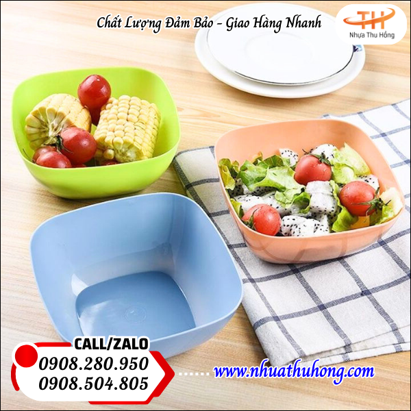 Tô vuông nhựa giá rẻ tận xưởng mẫu mới giá ưu đãi ở HCM 4 tô vuông nhựa đựng mì, salad, trái cây