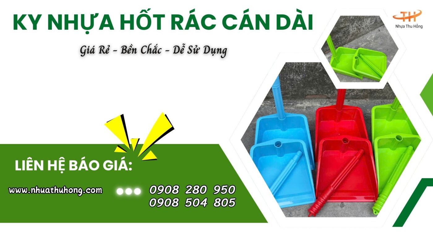 Ky nhựa hốt rác cán dài bền đẹp – Giao sỉ giá rẻ toàn quốc 1 ky nhua can dai