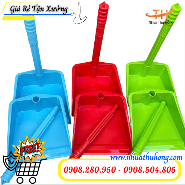 Ky nhựa hốt rác cán dài bền đẹp – Giao sỉ giá rẻ toàn quốc 3 ky nhựa cán dài nhiều màu