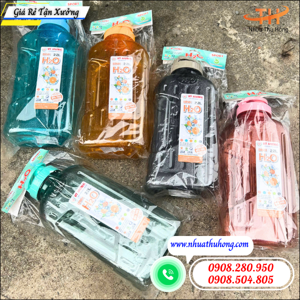 Bình nước 2L chia vạch giá sỉ rẻ nhựa bền an toàn 5 binh nuoc nhua 2l chia vach