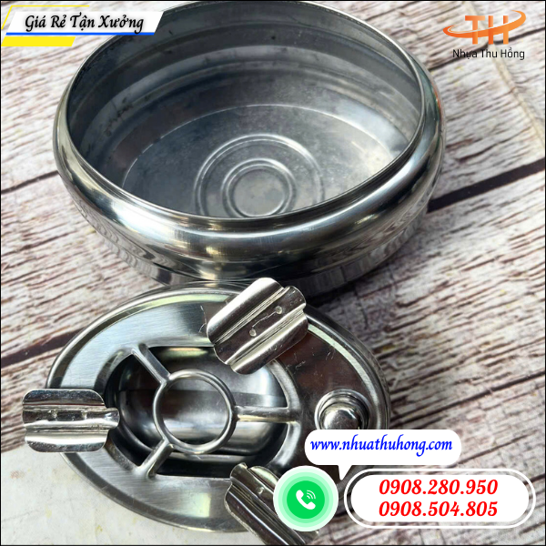 Sỉ lẻ gạt tàn thuốc inox nút bấm giá rẻ tại TpHCM 4 gat tan inox nut bam
