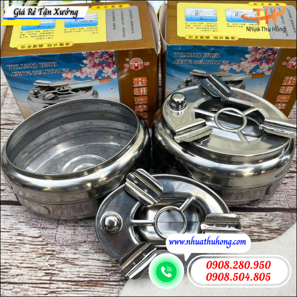 Sỉ lẻ gạt tàn thuốc inox nút bấm giá rẻ tại TpHCM 2 gat tan nut bam