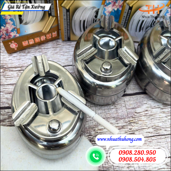 Sỉ lẻ gạt tàn thuốc inox nút bấm giá rẻ tại TpHCM 3 gat tan thuoc inox nut bam re