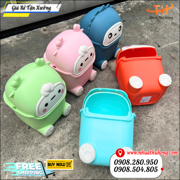 thùng rác nhựa hình thú mini.