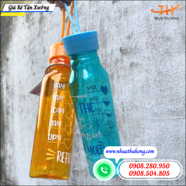Sỉ rẻ bình nước nhựa 500ml an toàn – Nhựa dày, không mùi, dùng bền 3 bình nước nhựa 500ml tròn