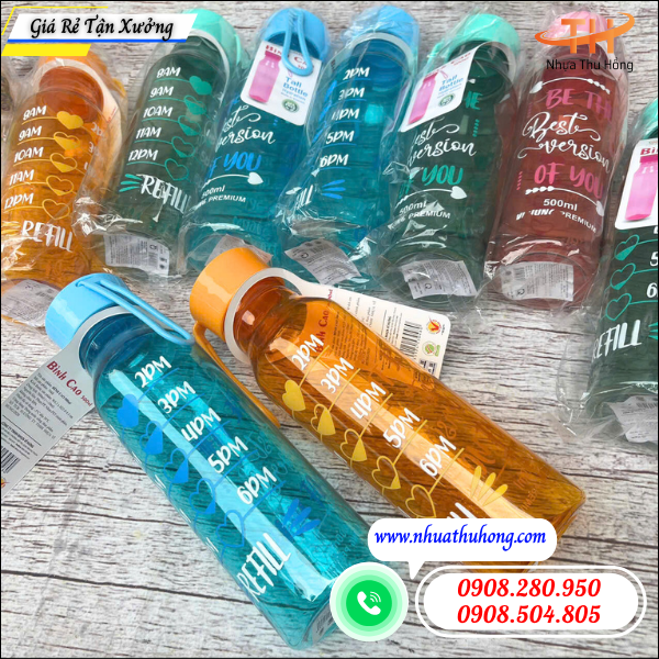 Sỉ rẻ bình nước nhựa 500ml an toàn – Nhựa dày, không mùi, dùng bền 5 nguồn sỉ bình nước nhựa